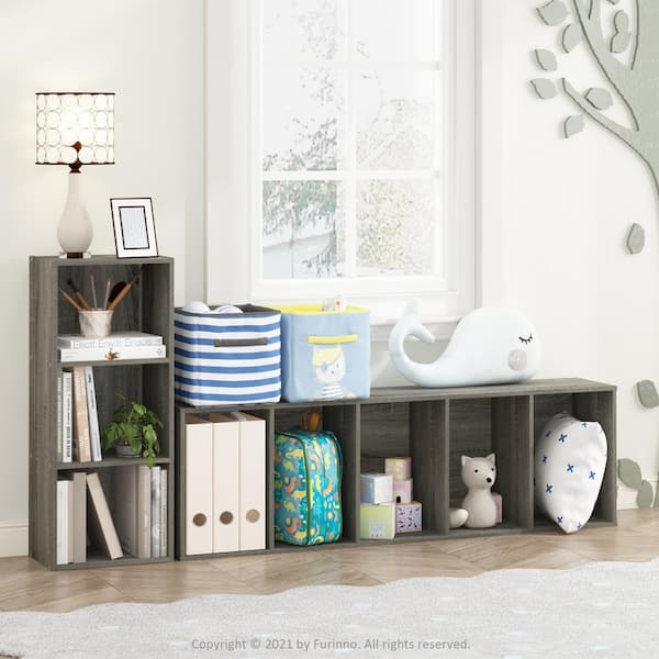 Furinno Tropika 52 in. Tall French Oak Wood 5-shelf Standard Bookcase with Storage