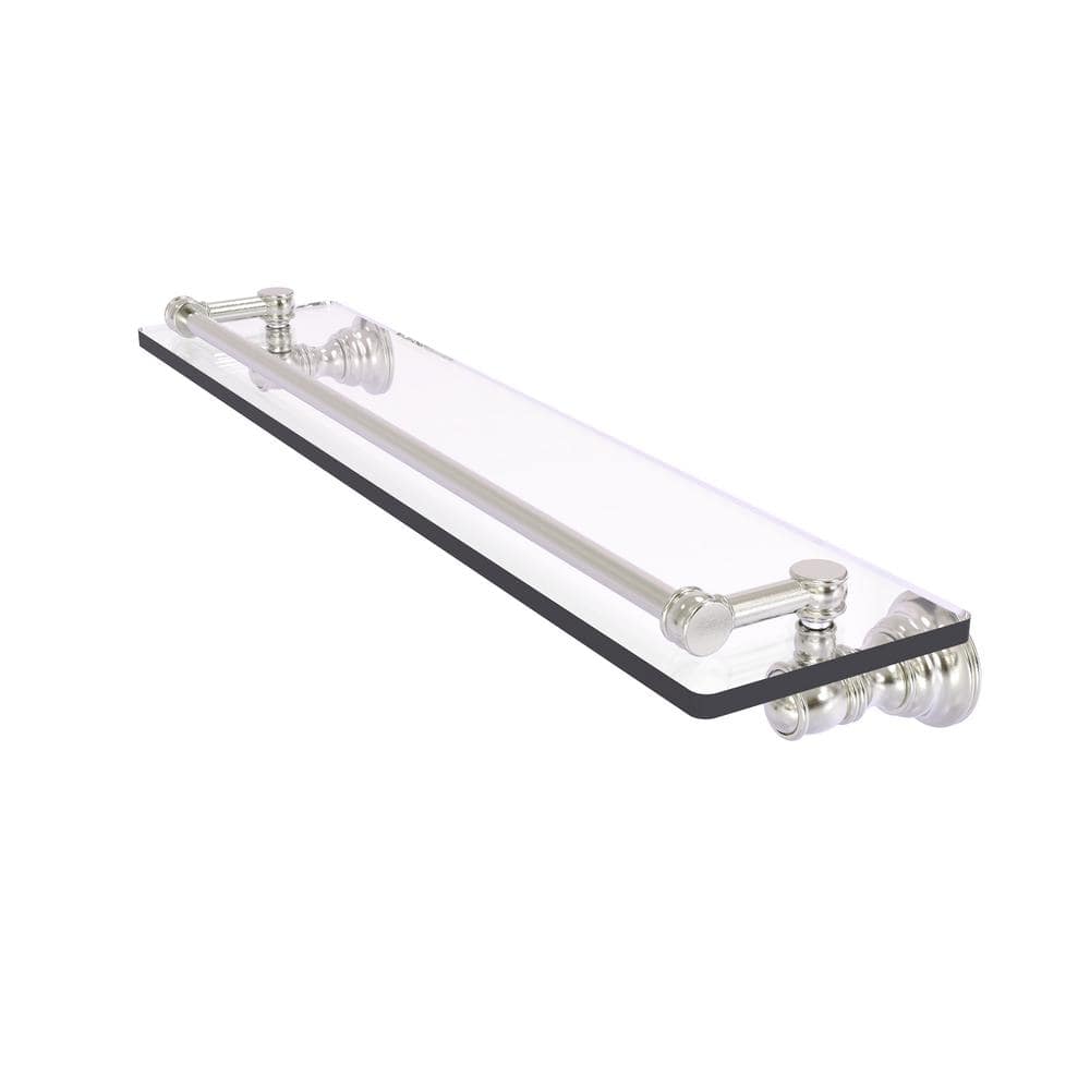 Carolina 22 in. x 3.3 in. H x 5.54 in. D  Brass Rectangular Glass Shelf with Gallery Rail in Satin Nickel price history on PriceWatchPro