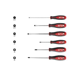 Phillips/Slotted Flat Head Hex Drive Screwdriver Set with Tri-Lobe Handle (6-Piece)