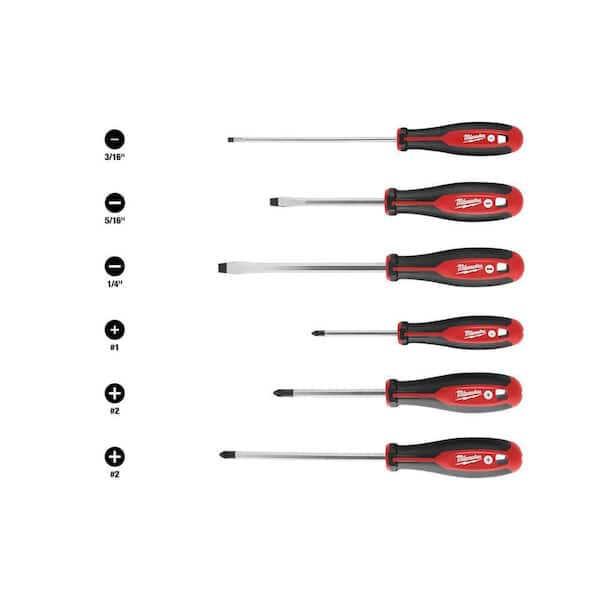 Milwaukee - Phillips/Slotted Flat Head Hex Drive Screwdriver Set with Tri-Lobe Handle (6-Piece)