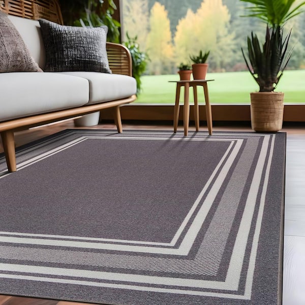 8 X 10 Gray Carmel Bordered Non Slip Indoor Area Rug