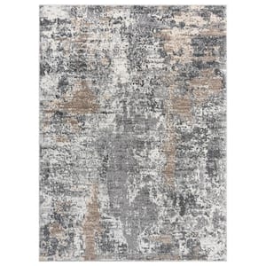 Euston Collection Gray-Gray 6x9 Modern Abstract Polypropylene Area Rug