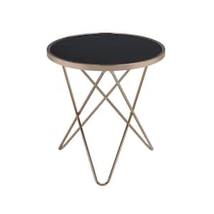 Valora Champagne and Black Glass Top End Table