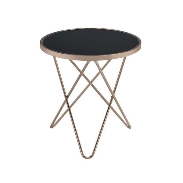 Acme Furniture Valora Champagne and Black Glass Top End Table