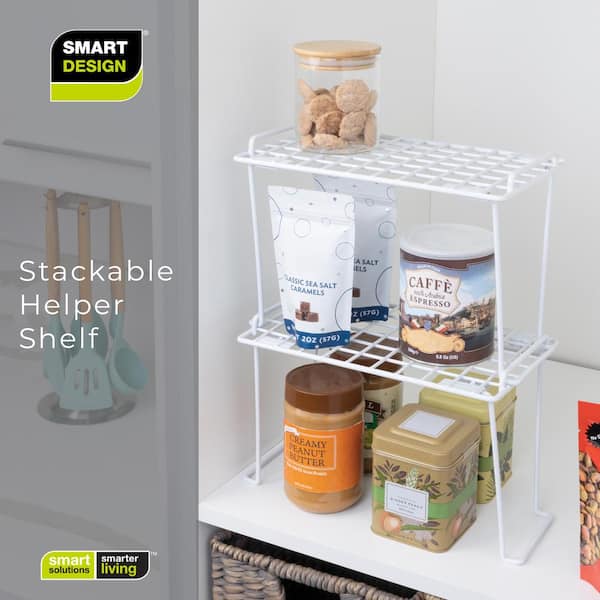 Smart Design 36 Can Organizer - Adjustable 3-Tier Rack - Pantry Canned  Goods Holder, Countertop, Cabinet, Fridge Storage Organization - White