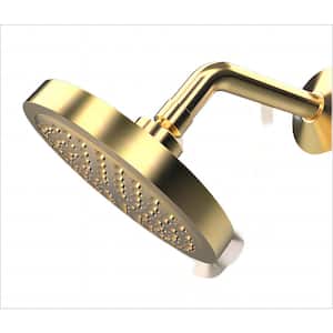High Pressure Rain Booster 1-Spray Patterns with 2.5 GPM 6 in., ‎Wall Mount Rain Fixed Shower Head in Gold.