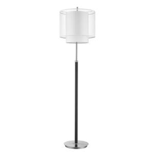 Roosevelt 62 in.1-Light Espresso And Brushed Nickel Floor Lamp With Sheer Snow Shantung Two Tier Shade