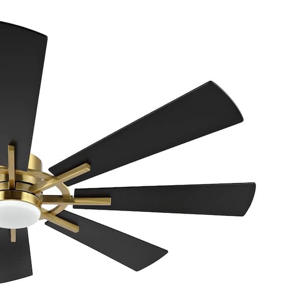 WINGBO 54" Ceiling Fan With Light - 5 Solid Wood Blades, 6-Speed DC Motor, Dimmable LED, Remote Control, White & Oak