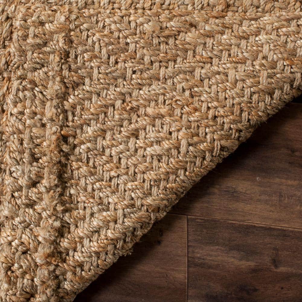 Emory Hand-Knotted Geometric Beige Jute Runner Rug, 2'3" x 6'