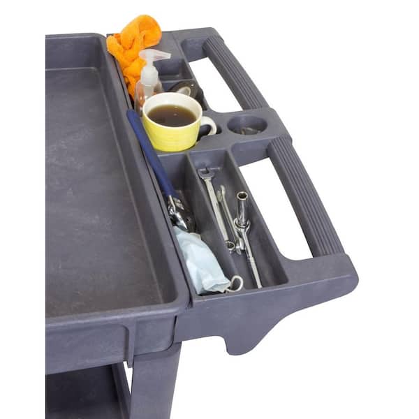 WEN Black Plastic Utility Cart - Two-Tray 300lb Capacity Double Decker  Service & Utility Cart - Multi-Level Storage - 4-inch Swivel Casters in the Utility  Carts department at