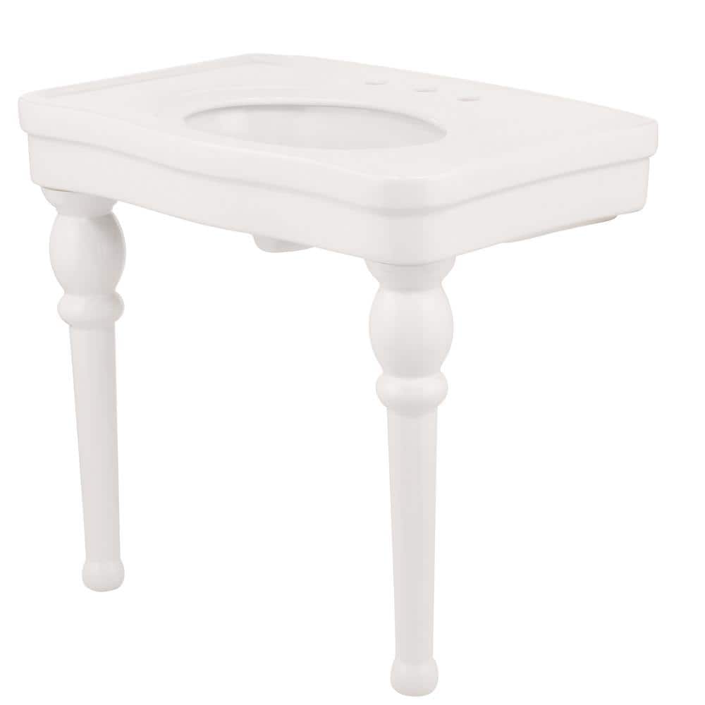 Versailles White Fireclay Console Sink with Overflow