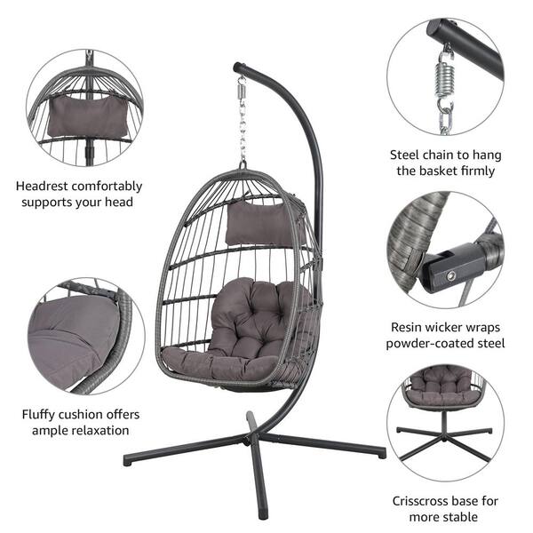 Patiorama Egg Swing Chair with Stand in Dark Gray PA 44 The Home