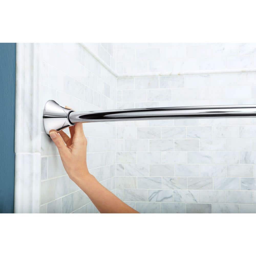 Adjustable Chrome Tension Curved Shower Curtain Rod