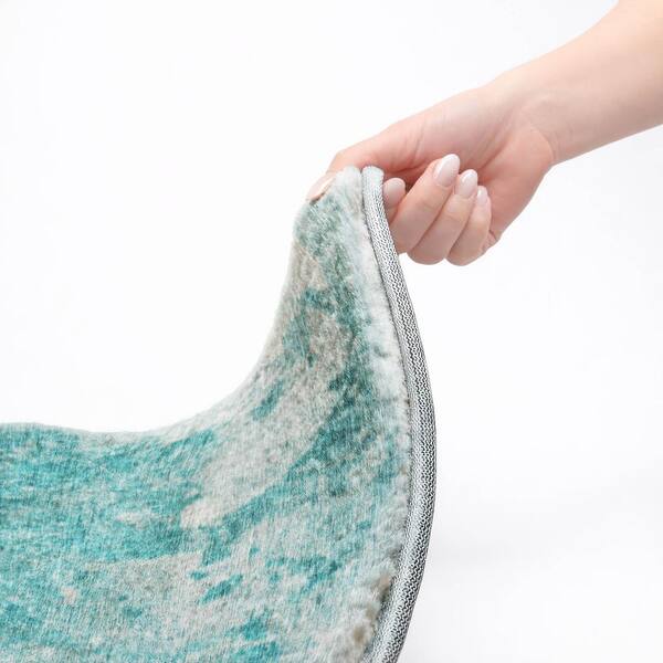 Dream Shag Premium Machine Washable Abstract ADS562 Teal 2 ft. x 3 ft. Accent Rug