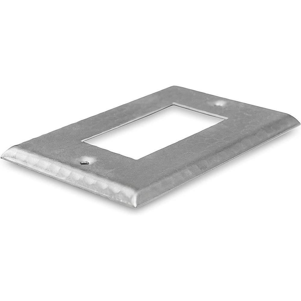 Brushed Nickel Hand Hammered 1-Gang Metal Wall Plate