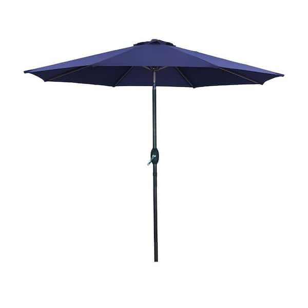 maocao hoom 9 ft. Market Round Outdoor Patio Umbrella without Base in Navy Blue