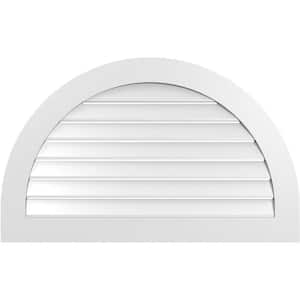 42 in. x 26 in. Round Top White PVC Paintable Gable Louver Vent Functional