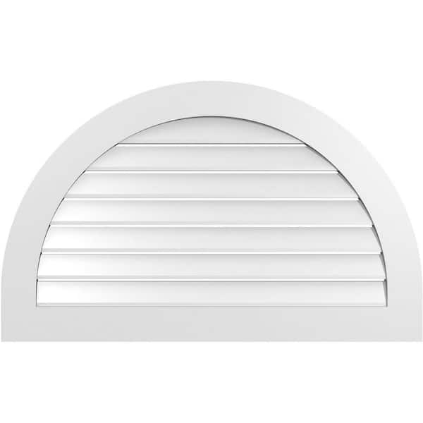 Ekena Millwork 42 in. x 26 in. Round Top White PVC Paintable Gable Louver Vent Functional