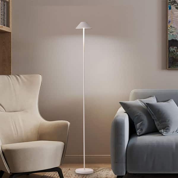 58 in. White Smart RGB Integrated LED Dimmable Waterproof Rechargeable Standard Floor Lamp for Living Room and Outdoor