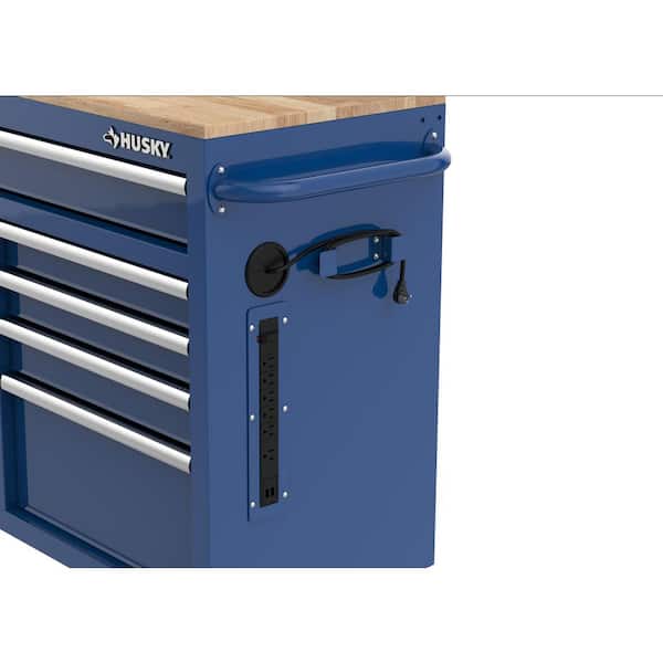 Husky Tool Storage 46 in. W x 18 in. D 9-Drawer Gloss Blue Mobile