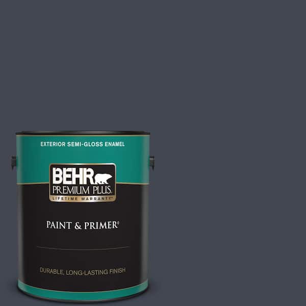 BEHR PREMIUM PLUS 1 gal. #T11-2 Stiletto Semi-Gloss Enamel Exterior Paint & Primer