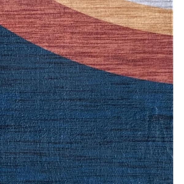 7 ft. x 10 ft. Navy Red and Orange Juvenile Rainbows Youthful Area Rug