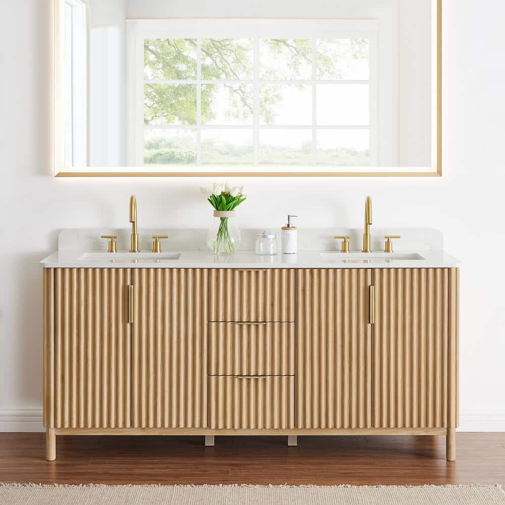 Altair Sierra 72 in. Double Sink Freestanding Washing Light Brown Bath ...