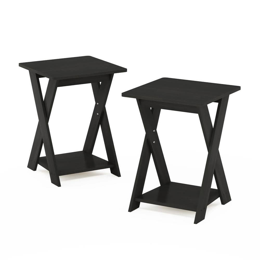 Espresso Modern Criss-Cross Wood End Tables, Set of 2