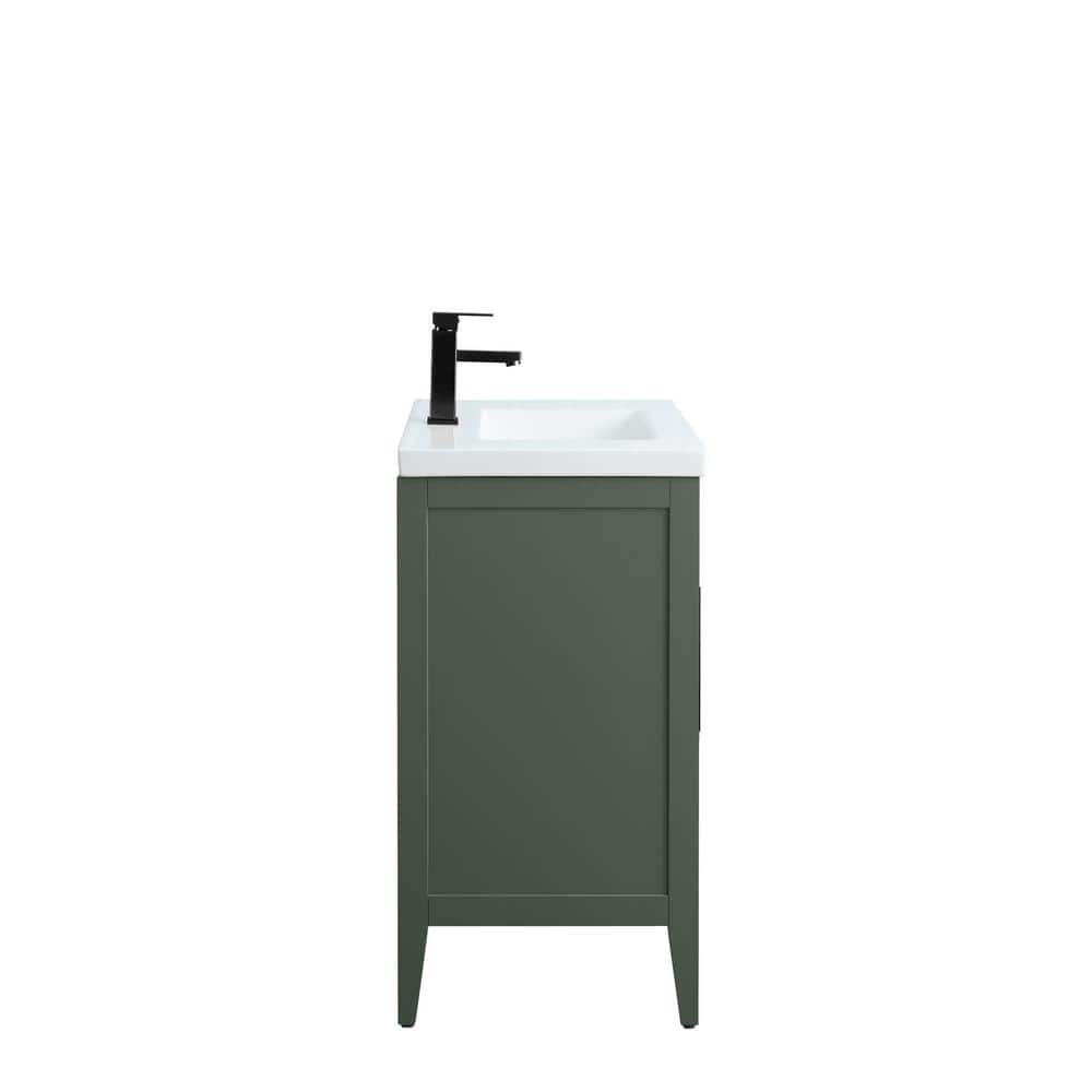 30" Vintage Green Single Sink Bathroom Vanity with Ceramic Top