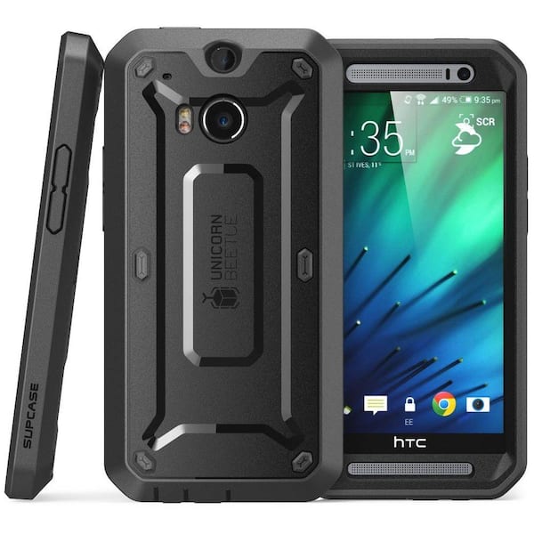 Unbranded SUPCASE Unicorn Beetle Pro Full Body Case for HTC One M8, Black/Black