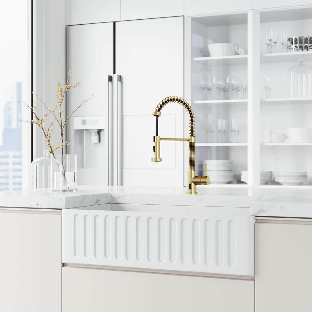 Matte Brushed Gold Touchless Pull-Down Kitchen Faucet