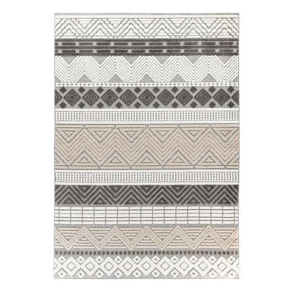 Marbella Contemporary Boho Gray 5 ft. x 7 ft. Indoor/Outdoor Area Rug