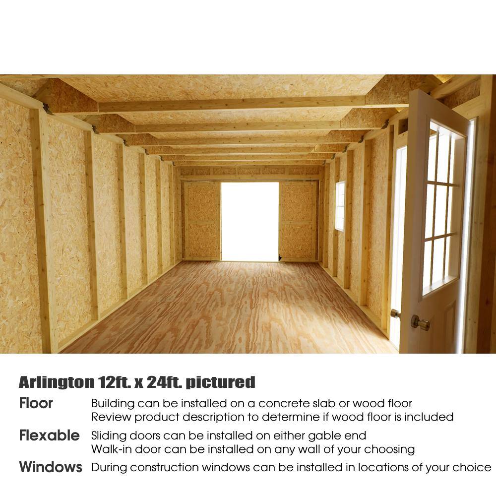 Arlington 12' x 24' Gray Wood Storage Shed Kit with Windows