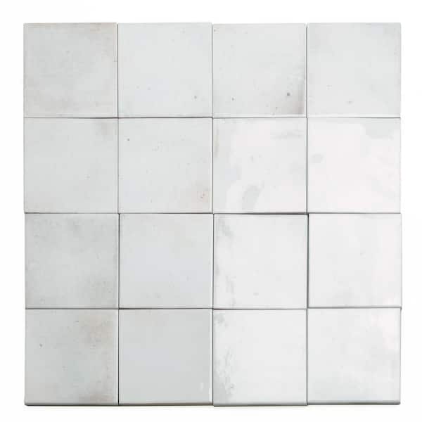 Apollo Tile Antiek White 3.94 in. x 3.94 in. Glossy Ceramic Square Wall and Floor Tile (5.39 sq. ft./case) (50-pack)