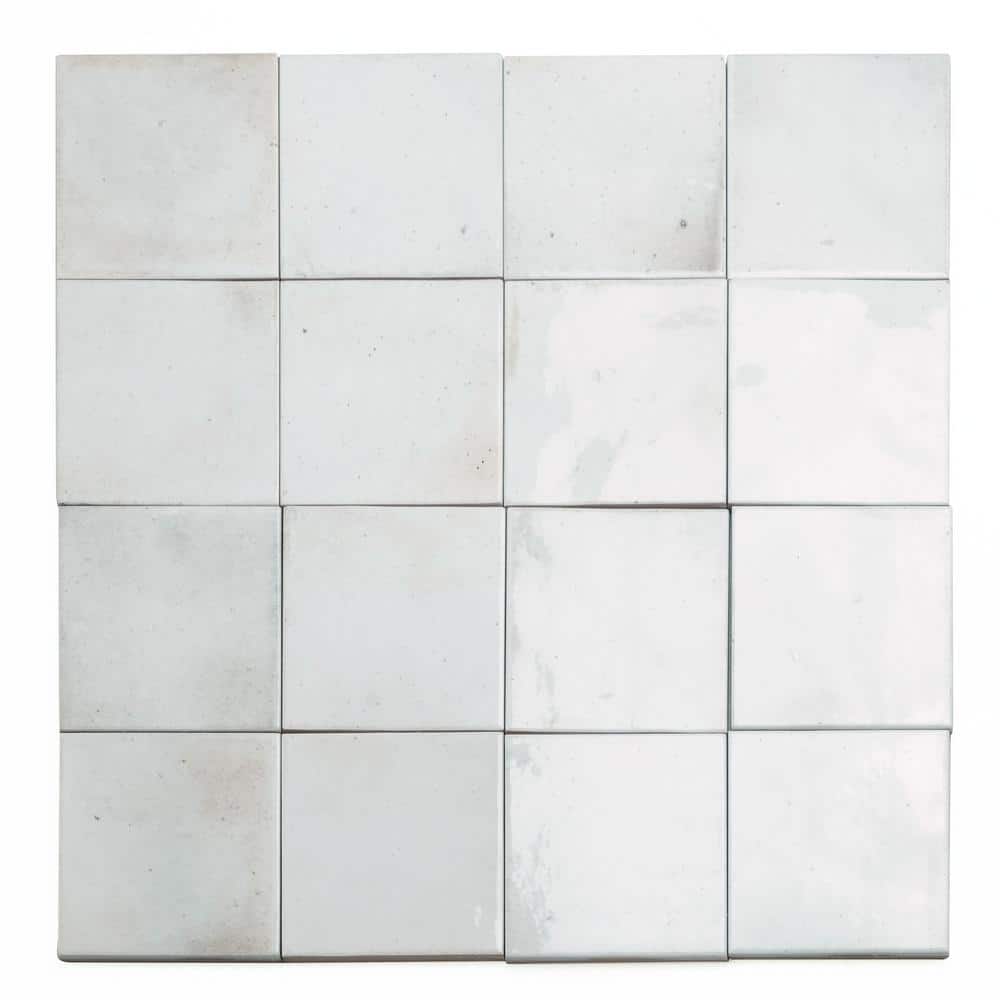 Antiek 3.94'' White Glossy Ceramic Square Tile