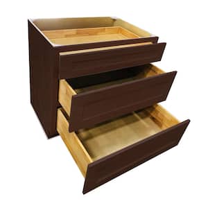 Espresso Plywood Shaker Stock Ready to Assemble Drawer Base Kitchen Cabinet 30 in. W x 24 in. D x 34.5 in. H