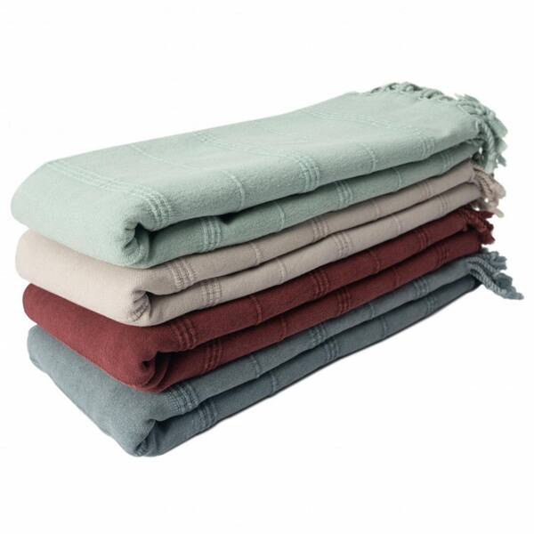 HomeRoots Charlie Red Striped Cotton Throw Blanket 2000516616 The