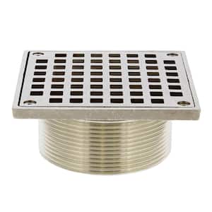 3-1/2 in. IPS Brass Spud with 5 in. Square Strainer in Nickel Bronze for Shower/Floor Drains