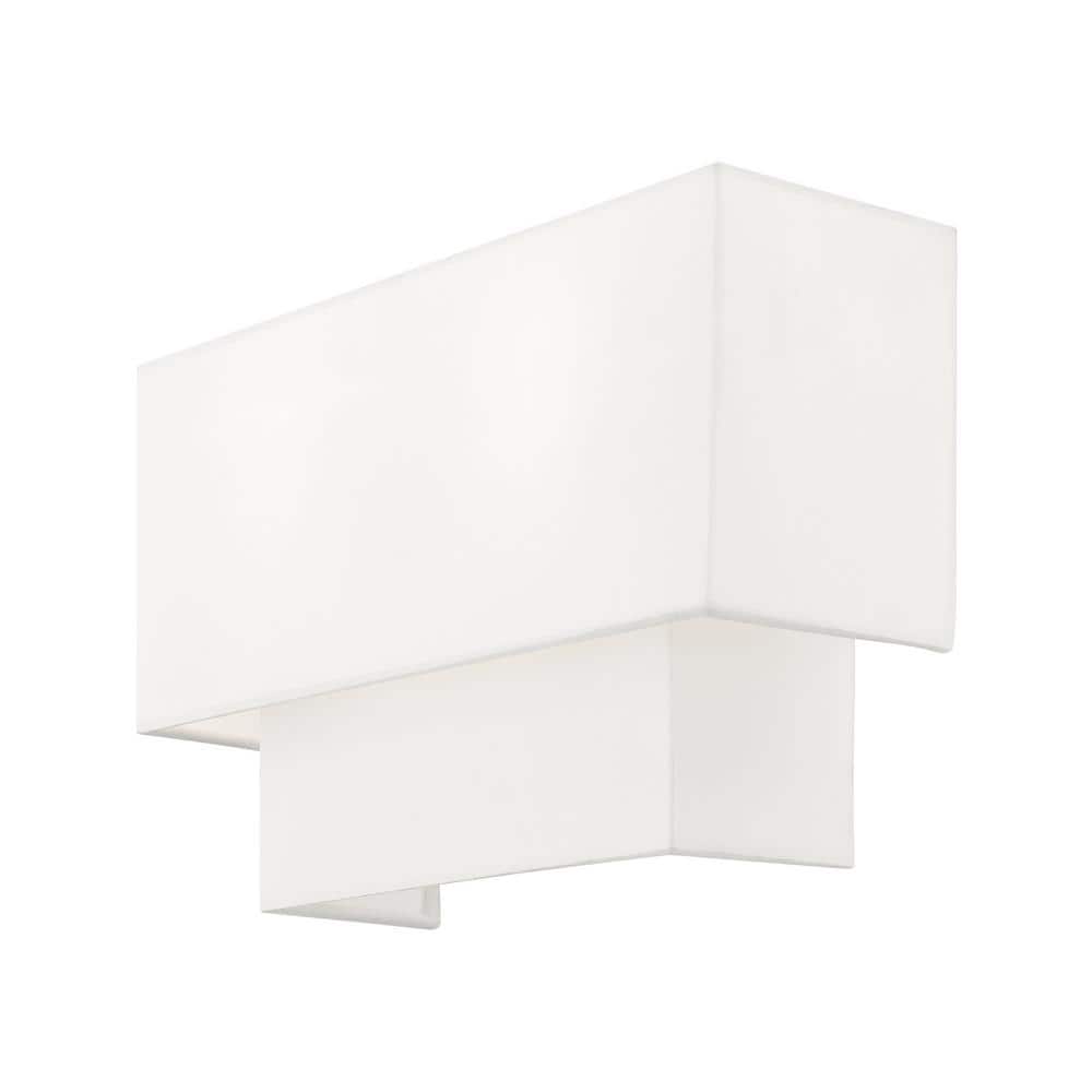 Swaney Brushed Nickel 2-Light Dimmable Fabric Shade Sconce