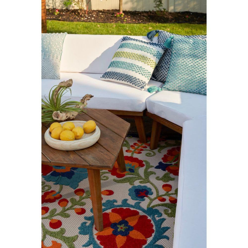 Aloha Multicolor Floral Synthetic 6' x 9' Rectangular Area Rug