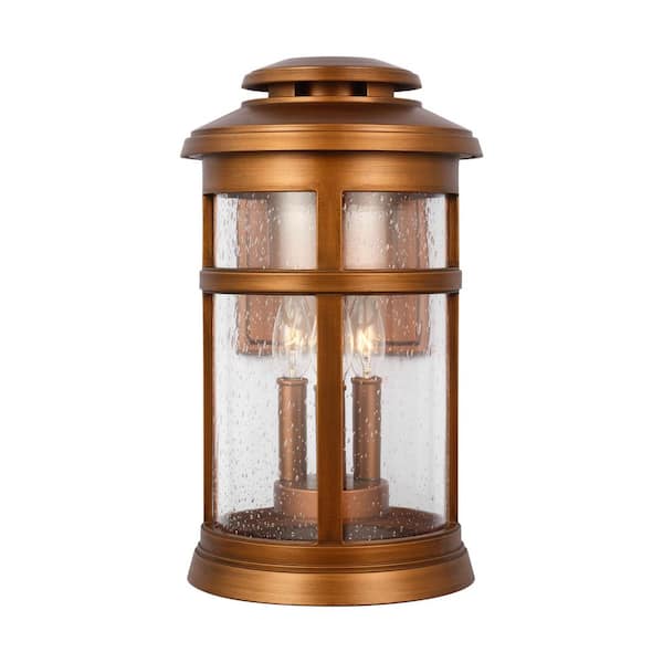 Newport 9.25 in. W x 16 in. H Natural Copper Outdoor Hardwired Medium Wall Lantern Sconce with No Bulbs Included