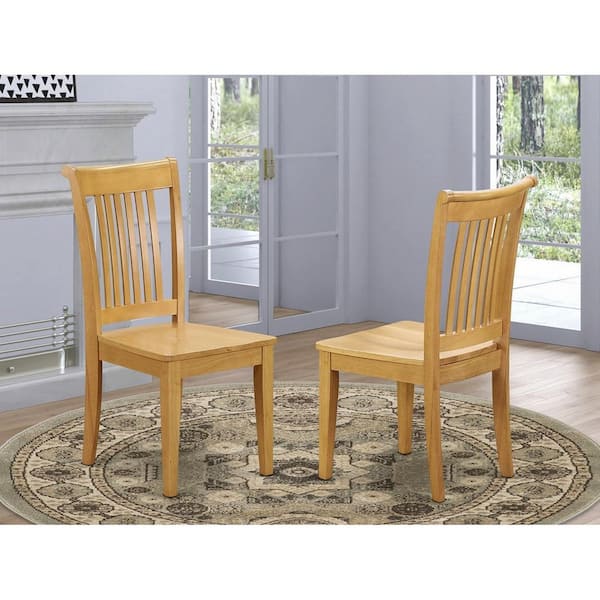 Oak Wooden Seat Slat Back Dining Chair (Set of 2)