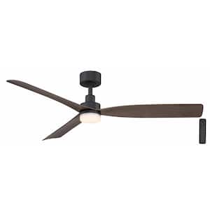 Marlston 52 in. Indoor/Outdoor Matte Black with Whiskey Blades Ceiling Fan with Adjustable White with Remote Included