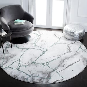 Craft Gray/Green 10 ft. x 10 ft. Distressed Abstract Round Area Rug