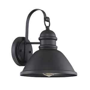 10 in. W x 12 in. H 1-Light Matte Black Hardwired Outdoor Wall Sconce