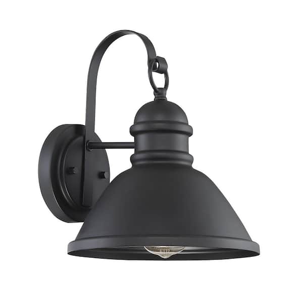 Savoy House 10 in. W x 12 in. H 1-Light Matte Black Hardwired Outdoor Wall Sconce