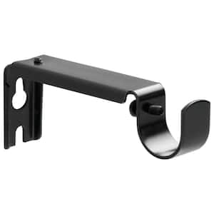 Black Steel Single 4 in. Projection Curtain Rod Bracket (Set of 2)