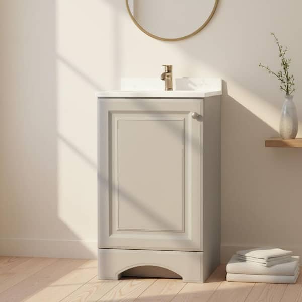 19 in. Single Sink Pearl Gray Bath Vanity with White Cultured Marble Top (Assembled)