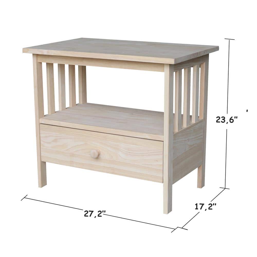 Unfinished Solid Parawood Mission TV Stand with Drawer