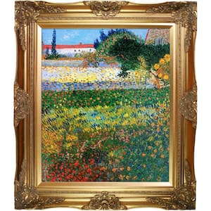 28 in. x 32 in. "Flowering Garden with Path with Victorian Gold" by Vincent Van Gogh Framed Wall Art